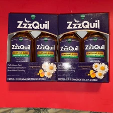 Vicks ZzzQuil Nighttime Sleep Aid Liquid Diphenhydramine HCI 50mg Chamomile 2 Pk
