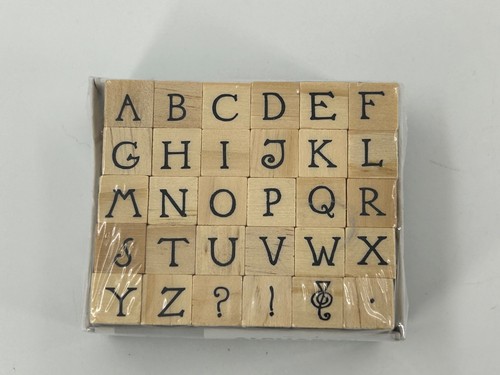 Hampton Art KI Small Alphabet Stamp Set Mini NEW Sealed Wood Mount Rubber Stamps