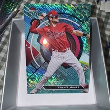 2023 Topps Finest Aqua Shimmer Refractor 148/175 Trea Turner #72