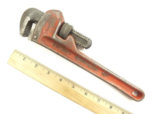 RIDGID TOOLS 10" STRAIGHT PIPE WRENCH HEAVY DUTY - USA RIDGE TOOL Co. - MONKEY