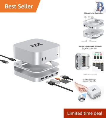 Akyyajaure 9-in-1 Aluminum Hub for Mac Mini M4 Pro: Stylish & Efficient Design