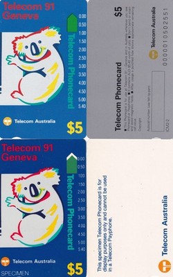AUSTRALIA - ANRITSU - TELECOM 91 GENEVA $5 + SPECIMEN - MV AU-M-040 + ? MINT