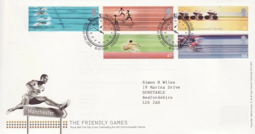 GB Stamps First Day Cover 17th Commonwealth Games, Manchester SHS Stopwatch 2002