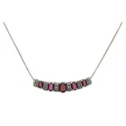 Sterling Silver Red Garnet and Marcasite Slide Pendant and 18" Necklace