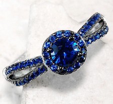 1CT Treated Blue Sapphire 925 Solid Sterling Silver Ring Jewelry Sz 6,7,8,9 MR2
