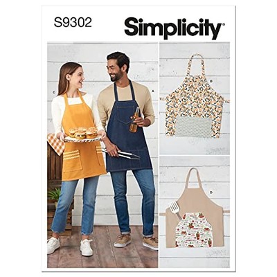  Men's and Women's BBQ Style Apron Packet, Code 9302 Sewing Pattern, One Size, 