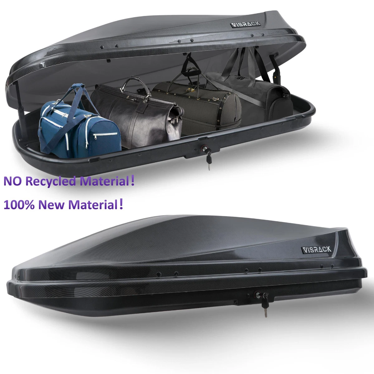 Black 14 ft ABS Car Roof Top Box Cargo Luggage Carrier 2 Locks