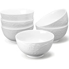 6-Pack amhomel 24 Ounce Porcelain Deep Ceramic Bowls with Embossed Texture