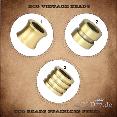 Beads Perlen ''ECO Vintage'' Messingstyle/Edelstahl Gross-Loch 6mm | Bartperle DIY