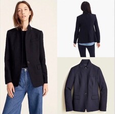 J.CREW Size 2 Regent standing collar blazer in wool flannel NAVY B0323 228
