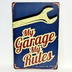 My Garage My Rules Funny Rustic Vintage Metal Tin Signs Man Cave Garage