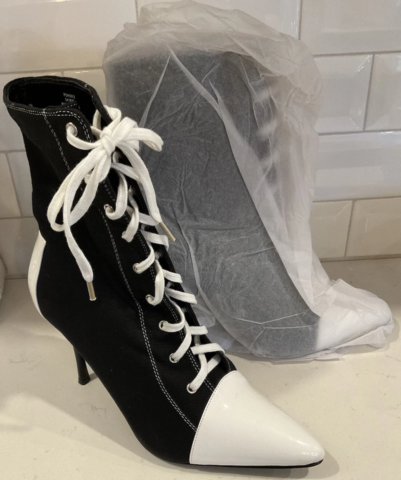 SEXY LACEUP REFEREE ANKLE BOOT HALLOWEEN SPIRIT COSTUME W/3.75” HEELS SZ 8 NWT - Image 2 of 4