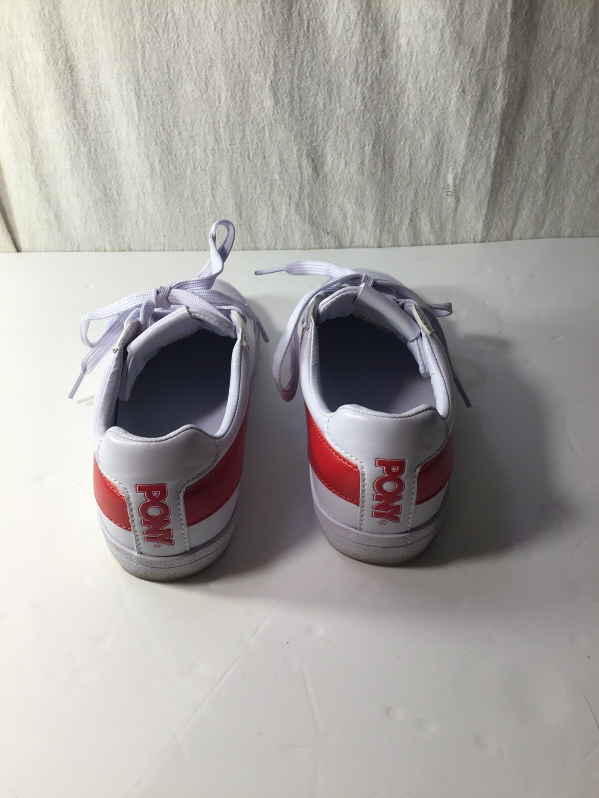 Scarpe da tennis casual retrò PONY donna bianco rosso ~ taglia 6 leggermente usate BELLE!!