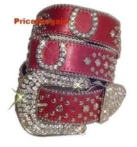 horseshoe belt buckle with rhinestones