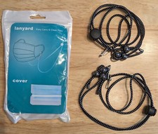 Facemask Lanyard - Black White - Attaches To Any Facemask - Set of 2
