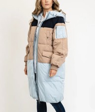Ichi Down Colour Block Puffer Coat Small New