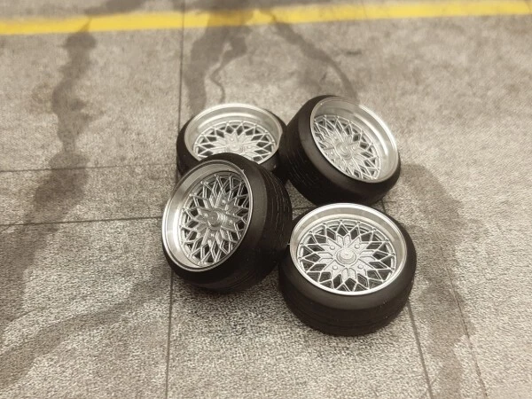 SD MODELCARTUNING SD Felgen 15 Zoll "ALU" Glowstar silber 30mm für Modellauto Tuning