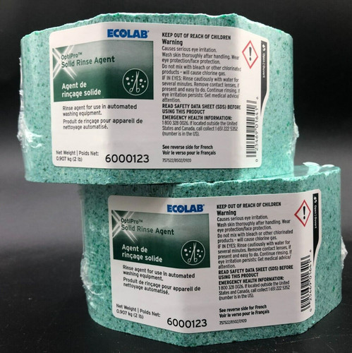 2 Pack Ecolab Solid Rinse Additive Concentrate General Purpose 4lbs | Like Apex