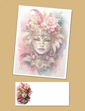 Masquerade design - Stationery Set - Lined Writing Paper and Envelopes