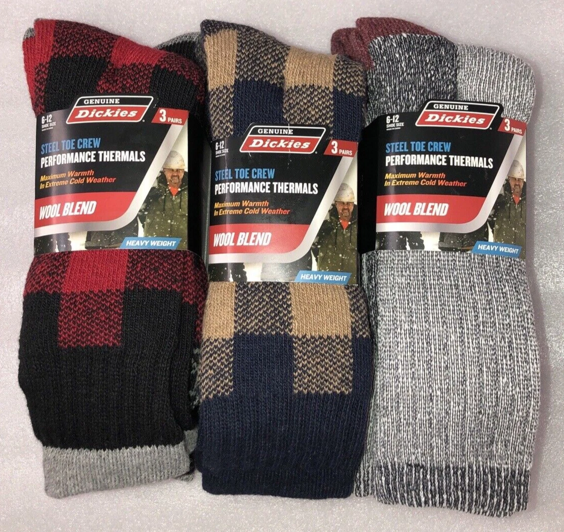 9 Pairs of Genuine Dickies Steel Toe Crew Performance Thermal Socks 3 packs NEW