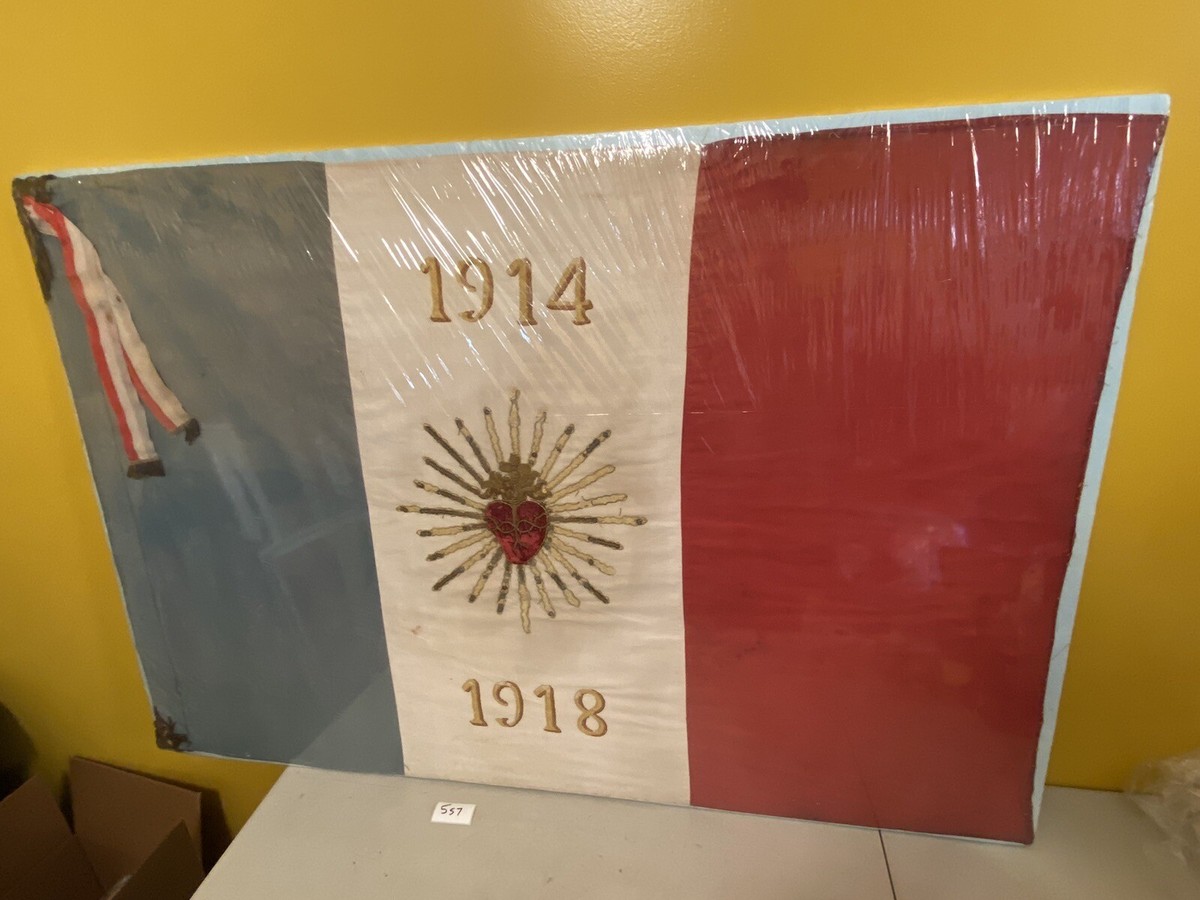 【希少】教会用バナー　天使　エンジェル　旗　19世紀　フランスアンティーク rare WW1 French Veteran's Association France 1914 1918 Flag Banner