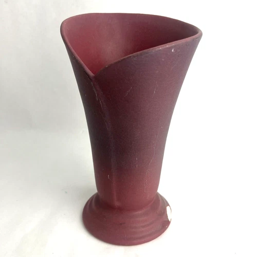 Vintage Signed Van Briggle Art Pottery Mulberry Fluted Vase As-Is READ