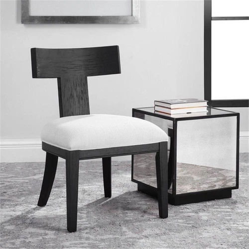Uttermost Idris Modern Solid Wood and Fabric Armless Chair in Charcoal Black - Picture 7 of 9