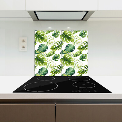 Tempered Glass Cutting Board Worktop Saver Exotic Green Leaves Leaves 2x30x52