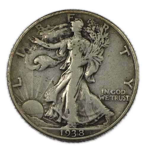 1938-D Denver Walking Liberty Silver Half 50c Very Fine VF+
