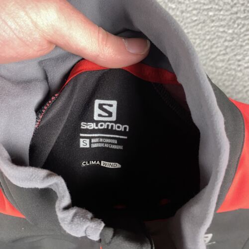 Salomon Jacket Mens Small Black Clima Wind Full Zip Windbreaker Running Training - Picture 3 of 9