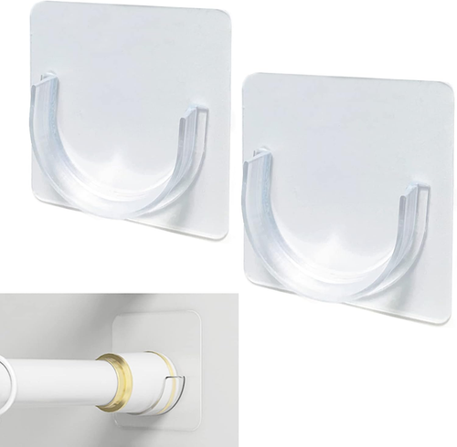 Shower Rod Holder, Tension Curtain Rod Bracket No Drilling, Adhesive Shower Rod - Picture 12 of 12
