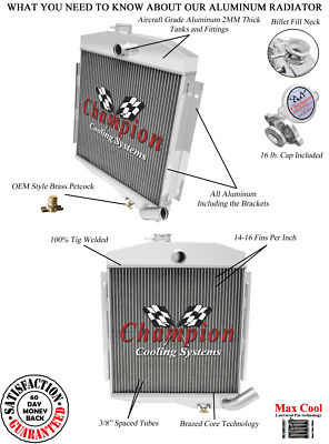 RN Champion 2 Row All Aluminum Radiator for 1965 - 1971 Jeep CJ5 Buick V6 Engine