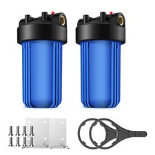 2Pack 10 Inch Big Blue Whole House Water Filter Housing for 4.5" x 10" Cartridge