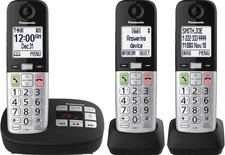 Panasonic KX-TGU433B Cordless Phone 3 Handsets with Volume BOOST  Speakerphone