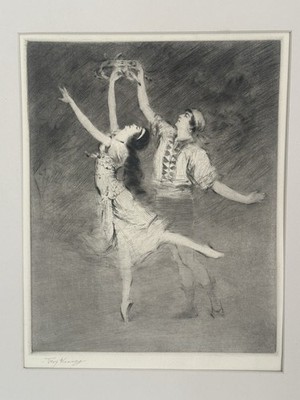Troy Kinney Pavlova and  Volinin In Amarilla Dancing Signed Etching