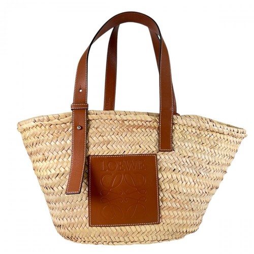 LOEWE 327.02.S92 Tote Bag Leather Palm Leaf Brown Beige Medium Womens Shoulder