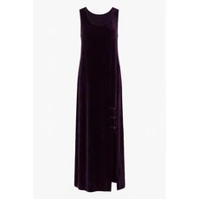 Kleen Purple Velvet Burnout Maxi Dress Sleeveless Silk Evening Whimsigoth M 