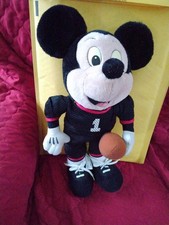 Vintage Disney Mickey Mouse Plush Football Player 1 Black Red Uniform Stuffed