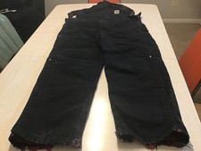 Carhartt R02 Men  s Black Bib Overalls 40 x 32 Red Insulated Double Knee 2006