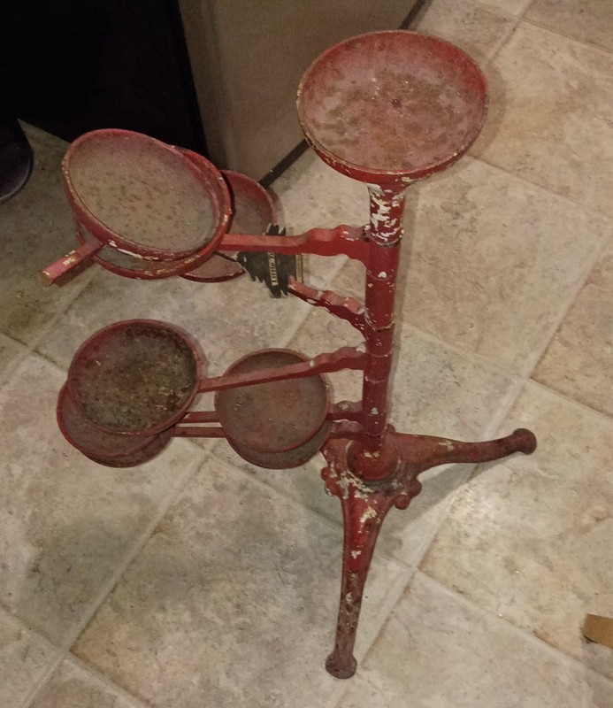 Red Metal 5-Tier Plant Stand w/ Round Holders, Vintage/Retro Indoor