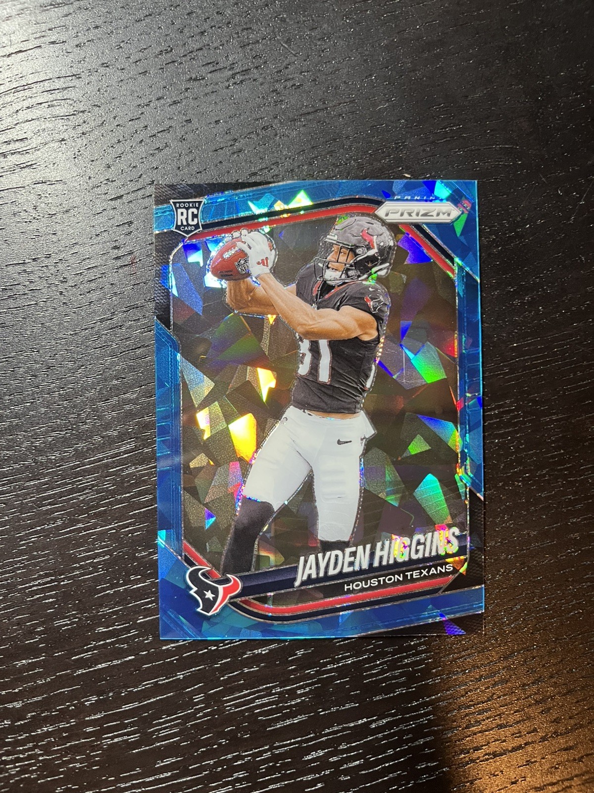 2025 Panini Prizm Jayden Higgins Blue Cracked Ice /99 RC Rookie #376 Texans