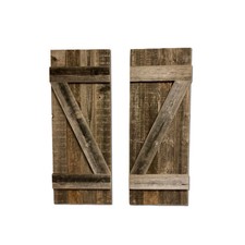 Set of 2 Gray Solid Wood Wall Decor Panels, 36 x 14 Inches