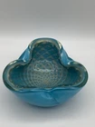 Vintage MCM Murano Alfredo Barbini Sky Blue w/Gold Flecks Art Glass Bowl/Ashtray