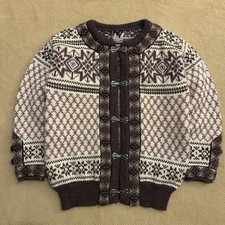 Vintage Dale Of Norway Cardigan Wool Knit Fair Isle Metal Clasp Sweater XS