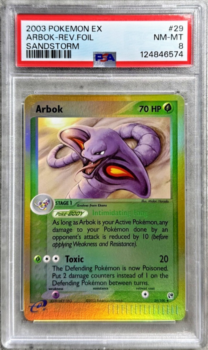 Pokemon Card Arbok Rev Holo PSA 8 NM-Mint, EX Sandstorm 29/100, 2003 (1)