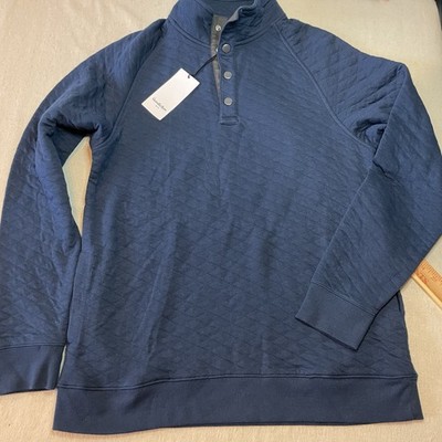 L Goodfellow and Co Men's BLUE Lightweight Quilted Snap Button Sweatshirt Large