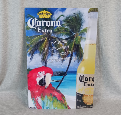 Corona Extra Beer Miles Away From Ordinary Parrot Beach Man Cave Metal Sign