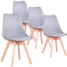 4er Set Esszimmerstühle Esszimmerstuhl Design Stuhl Küchenstuhl PU-Kissen Grau