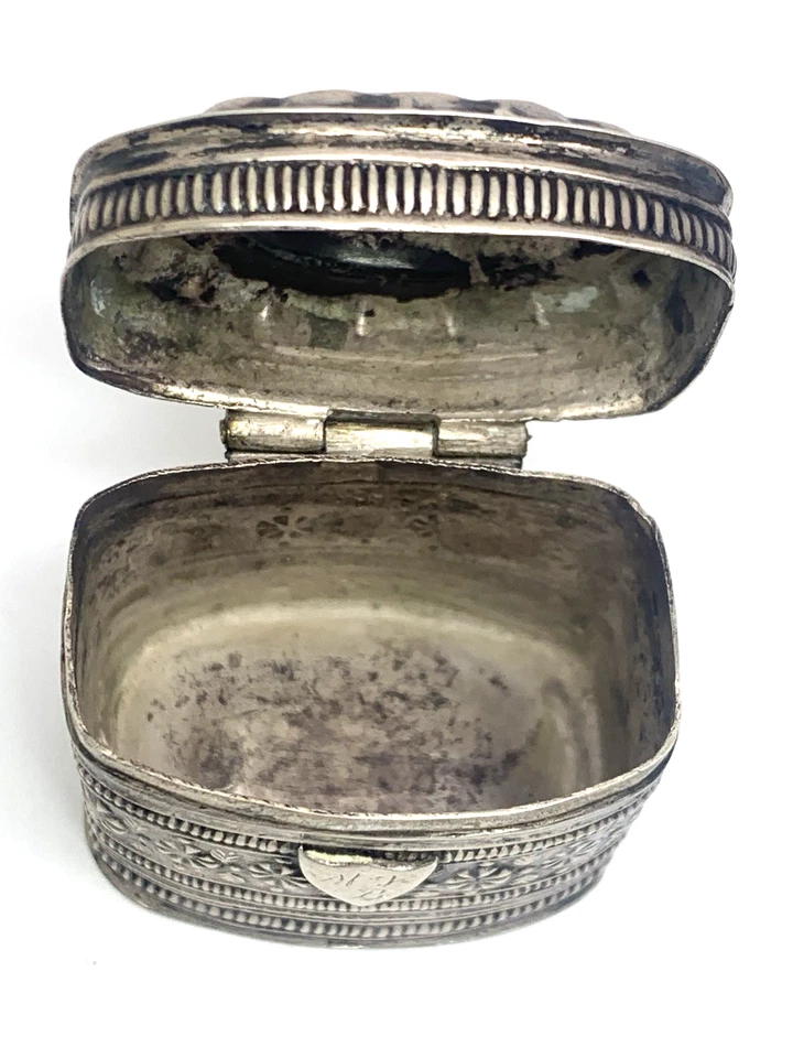 Caja holandesa antigua pastillero plata tabaco decorativo león sello diseño 1,5"" Foto 4 de 4