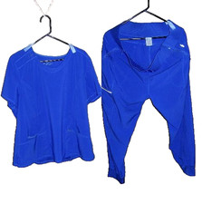 Unisex V Neck Jogger Scrub Pants and Top Solid Men Women Medical Nurse Size XL